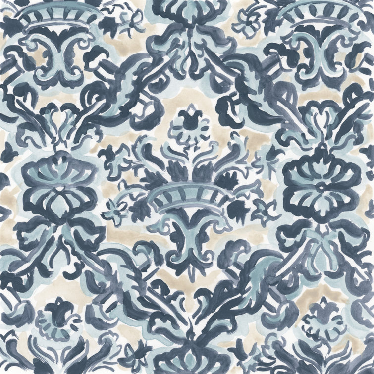 Blue and Khaki Motif II by June Erica Vess - Wrapped Canvas Painting