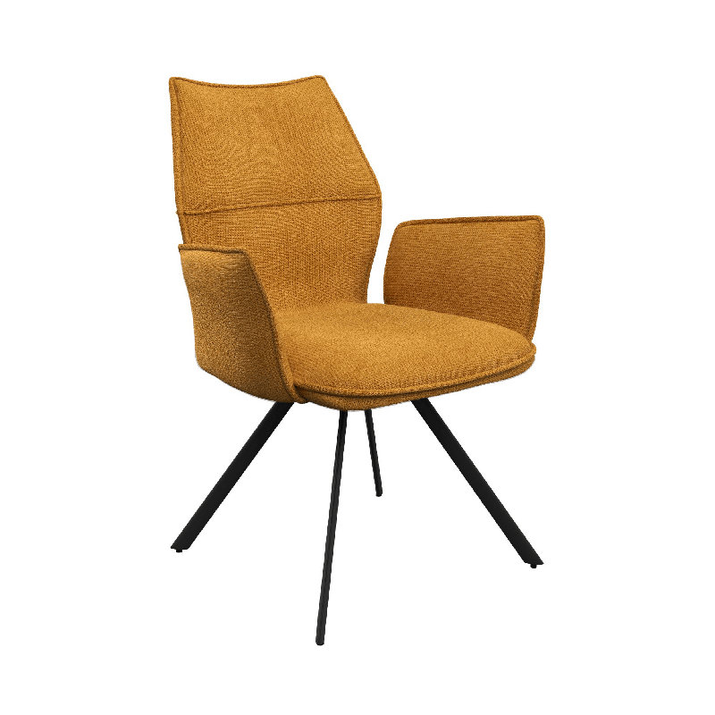Lusso Fabric Dining Armchair, Mustard
