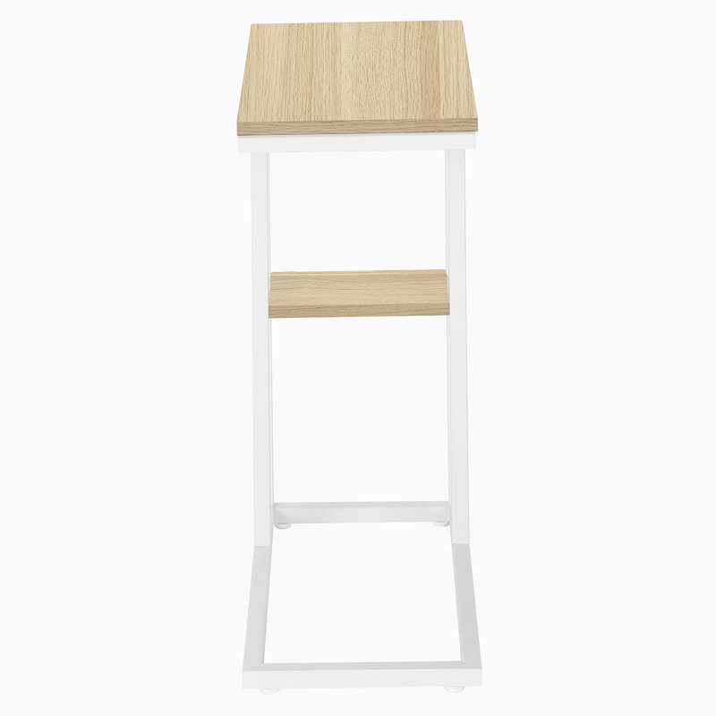 Shem End Table, Natural Top/White Base