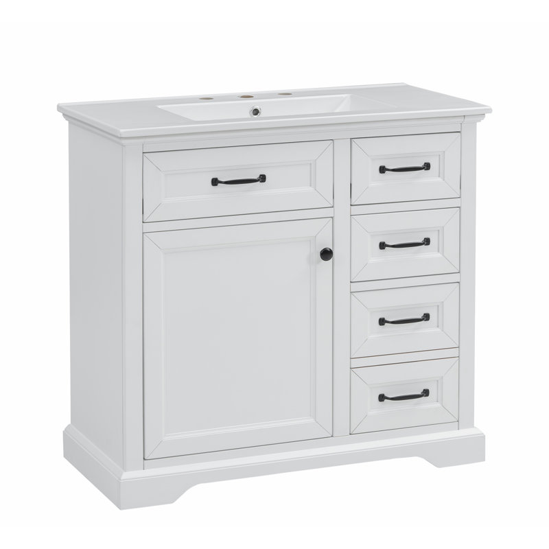Meuble-lavabo 36 po avec lavabo en céramique, Blanc