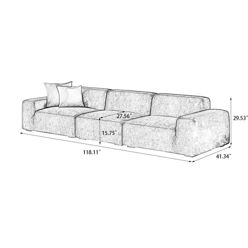 Coussin modulaire 118,11 po 100% polyester, 4, Vert