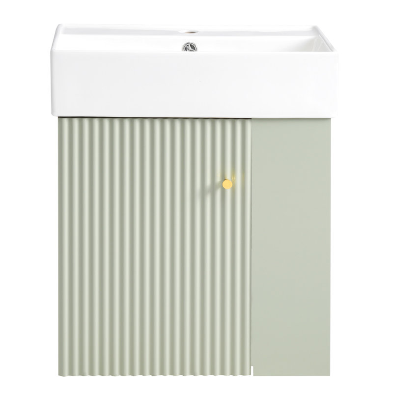 Meuble-lavabo mural élégant avec options de rangement avancées, Vert