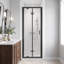 Porte de douche pliante en aluminium noir mat 28 po x H 72 po x verre trempé transparent 1/4 po-133336710
