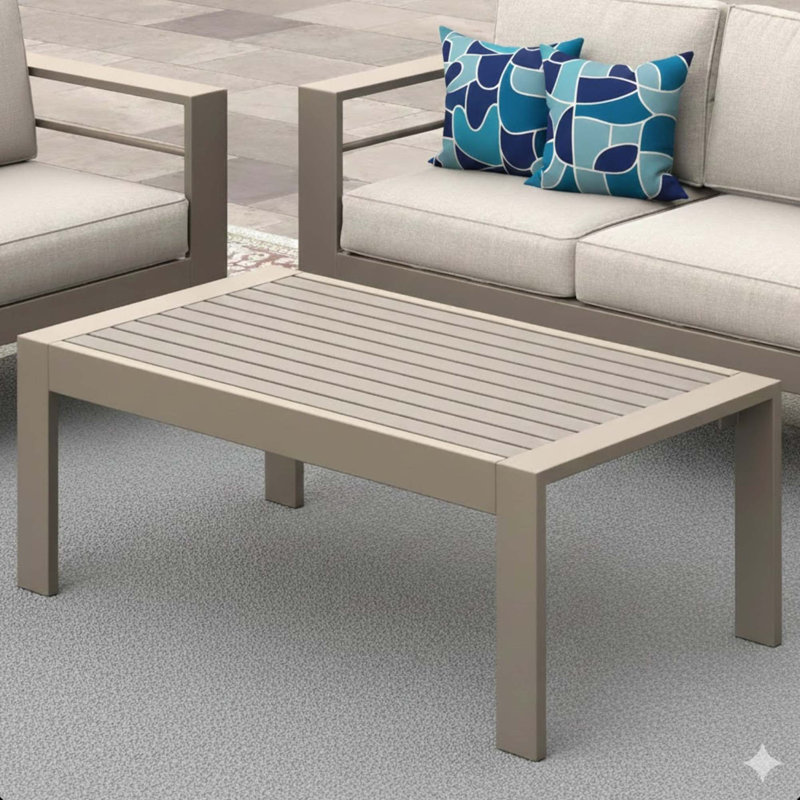 Durable All-Weather Outdoor Coffee Table, Khaki