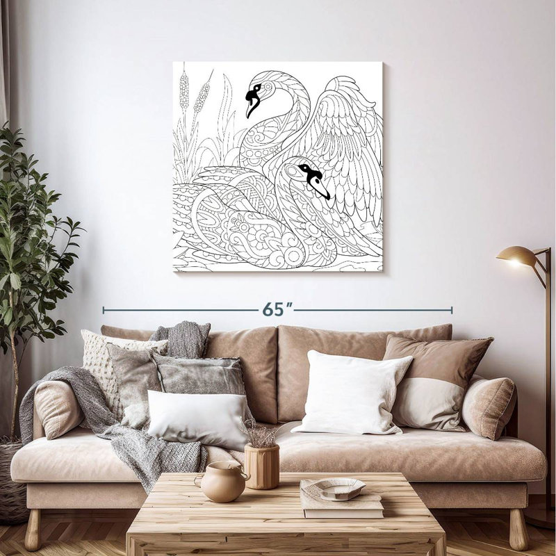 Crowle Zentangle Swans, 39" H x 39" W
