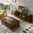Wide solid wood TV cabinet