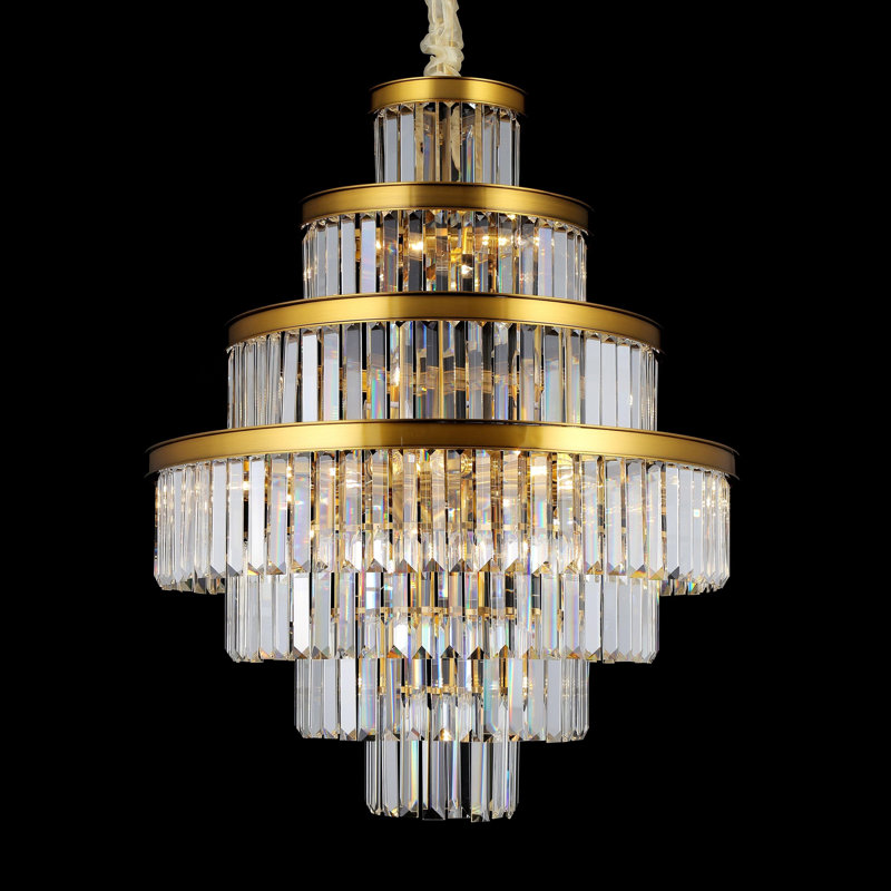 Lustre à niveaux Générique, Laiton laqué, H 19 po x l 22 po x P 19 po, 9