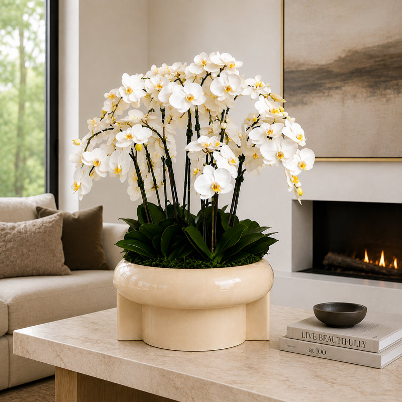 Arrangement d'orchidées artificielles Replay, Blanc