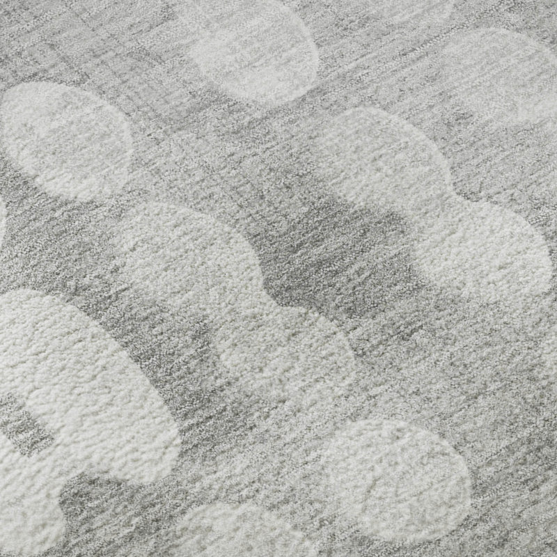 Tapis gris Prisco lavable à la machine de qualité supérieure, Rectangle 10 pi x 14 pi