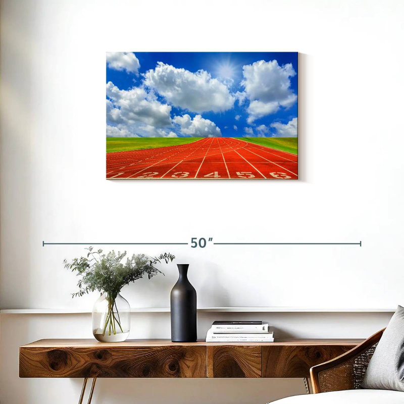Cloudscape Over Running Track, 20" H x 30" W