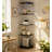Black 4-Tier Rotating Display Cabinet / Wine & Storage Cabinet — Features Remote-Controlled Colored Lighting, Adjustable Feet, And Tempered Glass Construction — Versatile For Multiple Settings