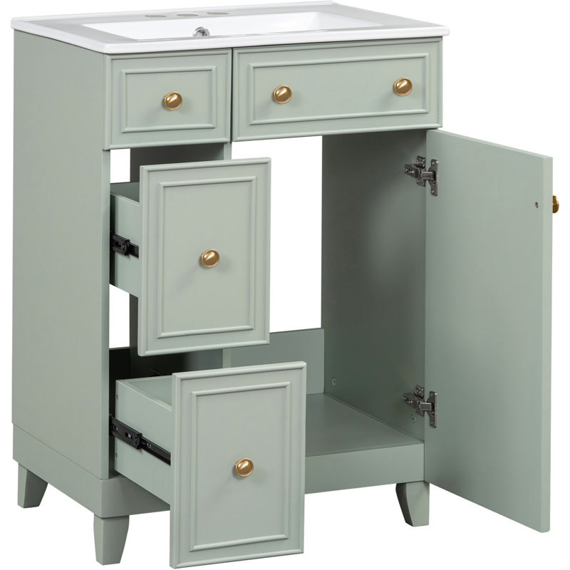 Meuble-lavabo 24 po avec lavabo en céramique, Vert