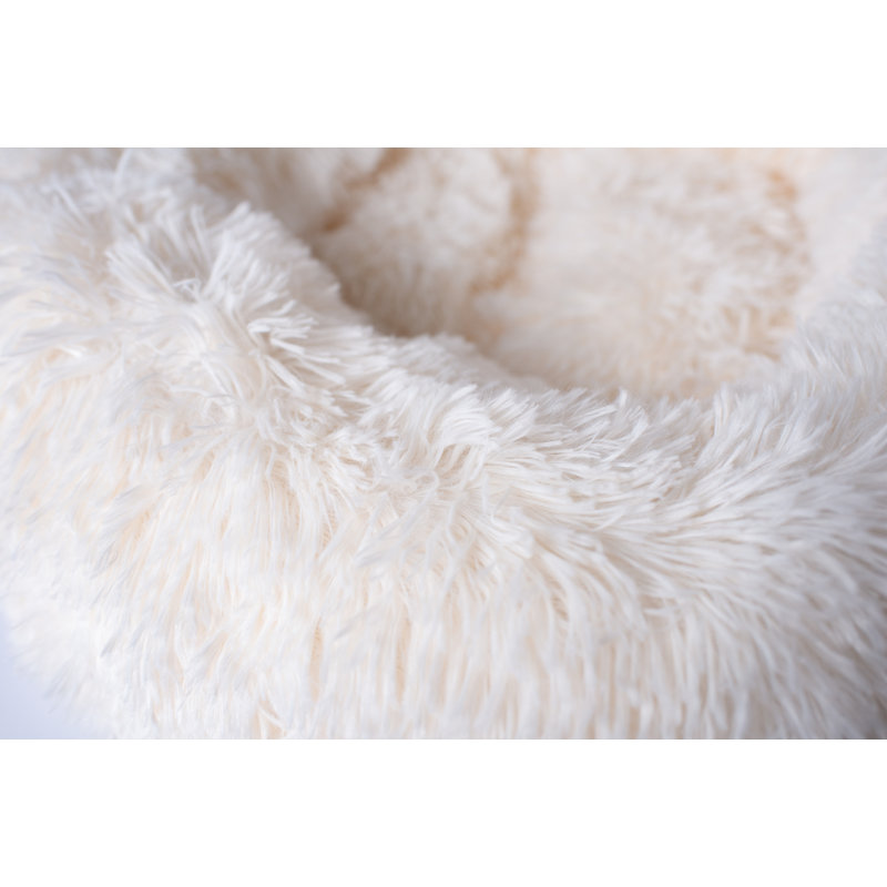 Medium Off-White Ultra Plush Faux Fur Pet Bed