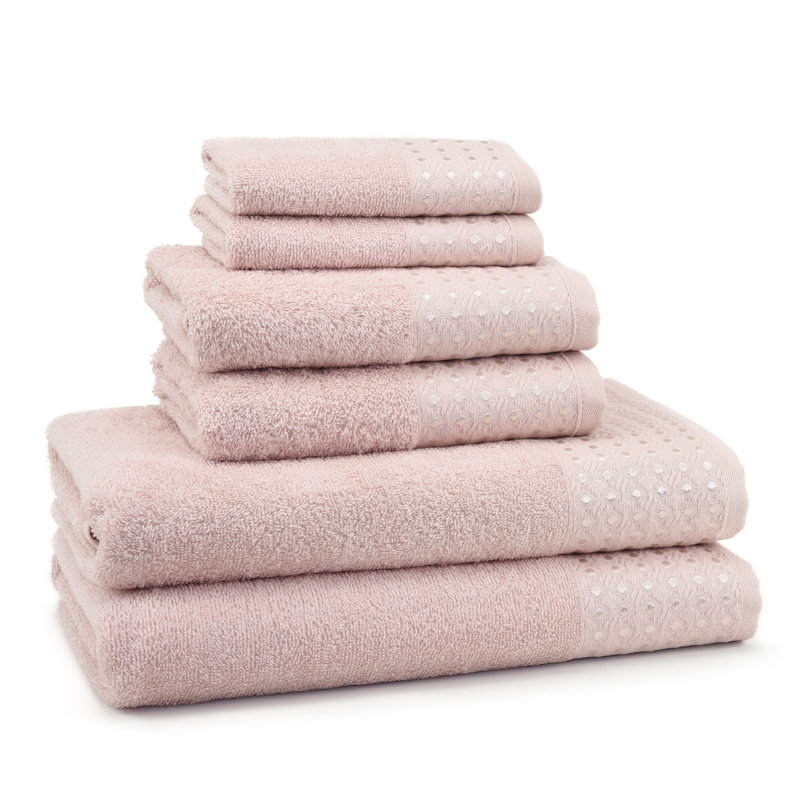 6 Piece Turkish Cotton Towel Set, Blush