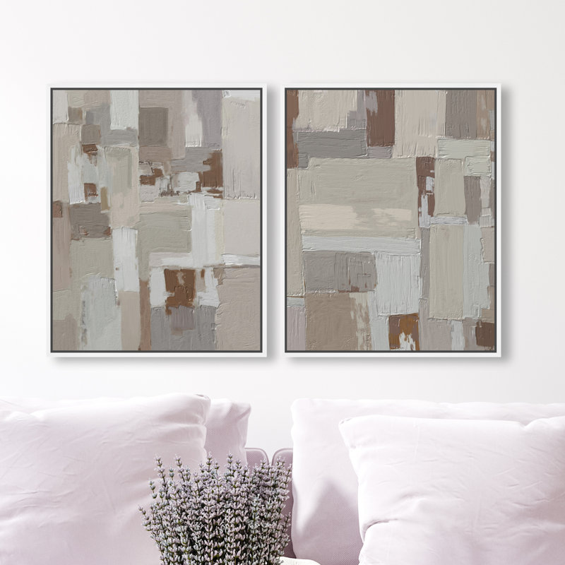 In Place Set Canvas Abstract Print by Oliver Gal, Black Frame, 16 x 20, 17"H x 21"W, White Floater Frame
