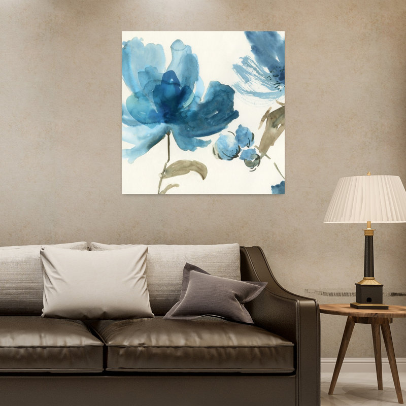 «Blue Morning I», art délicat de la nature délicate et rêveuse, H 32 po x l 32 po