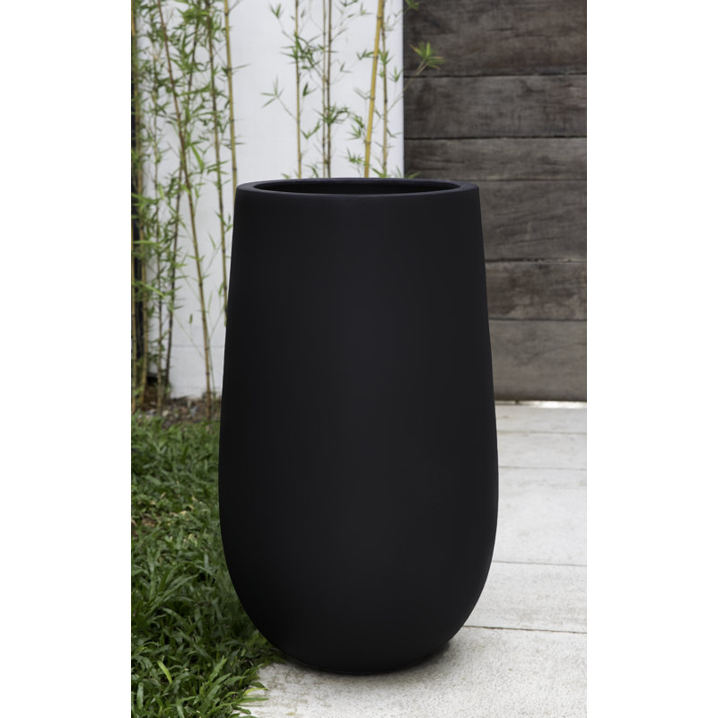 Mews Pot Planter, 23.75" H x 13.5" W x 13.5" D, Onyx Black Lite