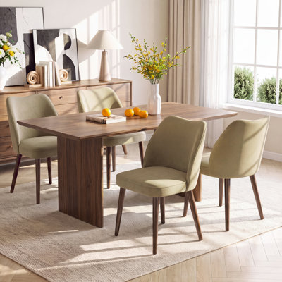 Upholstered Solid Wood Small Dining Chairs - Ergonomic Curve & Plush Padding for Multiple Spaces