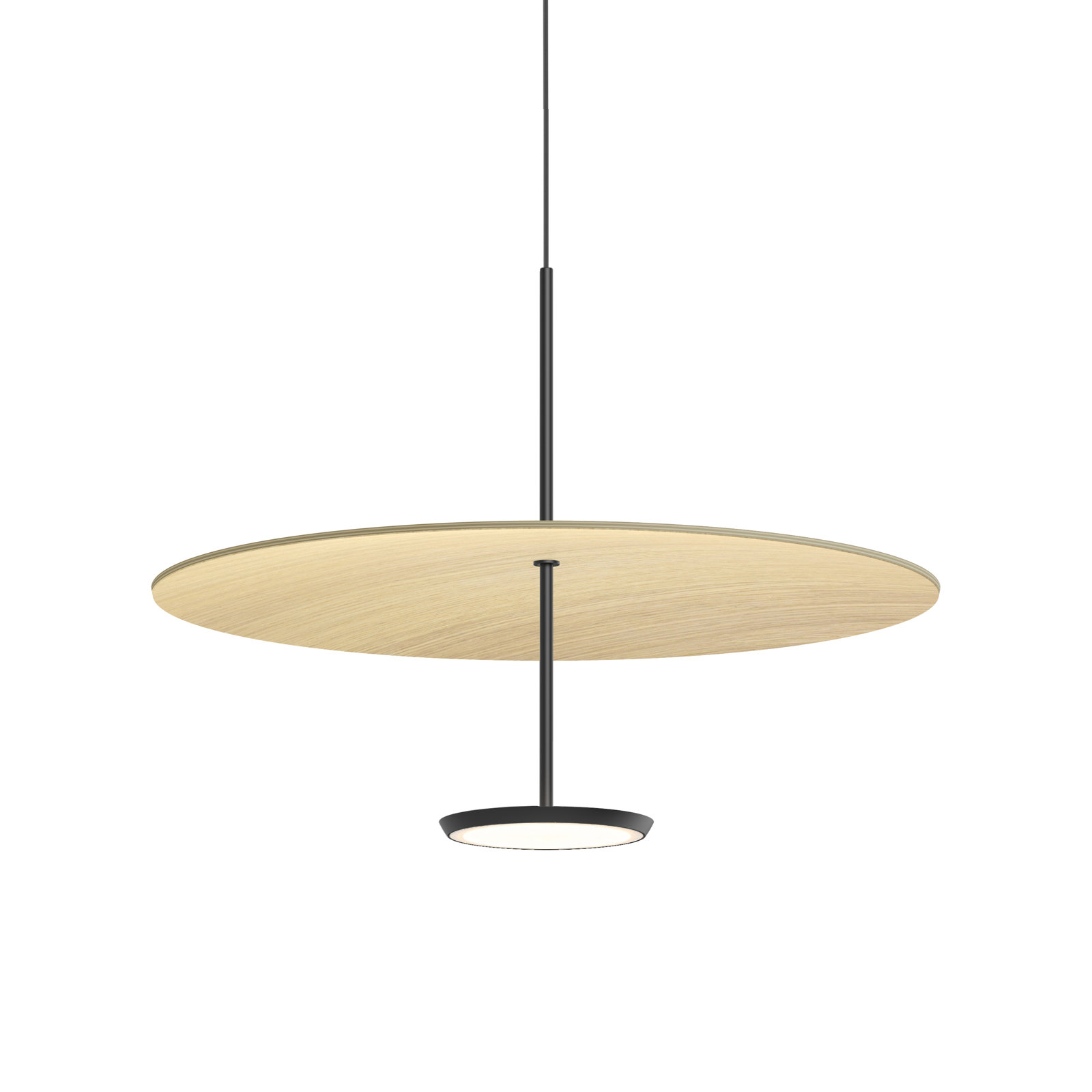 Sky Dome 1 - Light LED Pendant, 17.5" H x 24" W x 24" D, Walnut, Matte Black