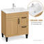 Meuble-lavabo 31,5 po avec lavabo en céramique, 1 porte et 2 tiroirs, naturel