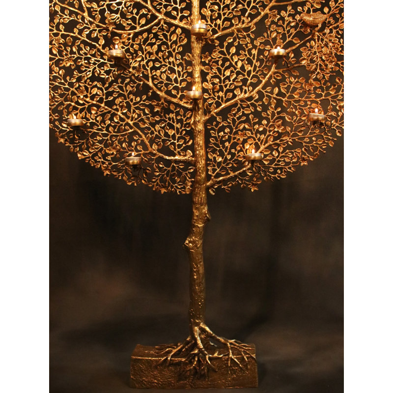 Arbre de vie en laiton avec lampes