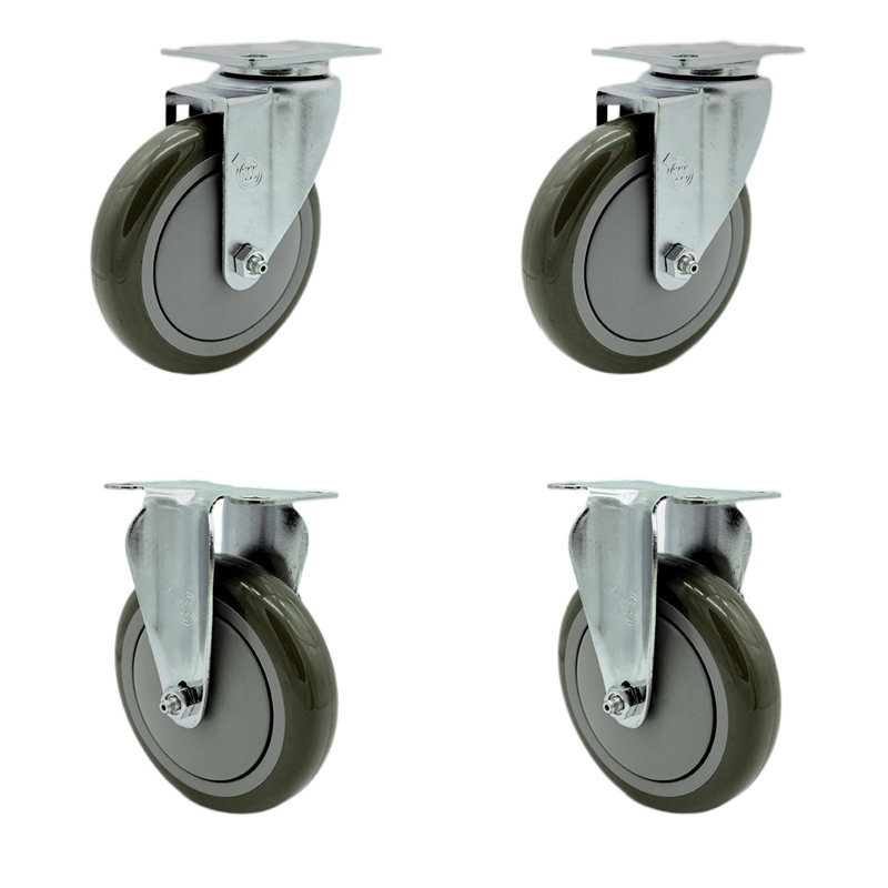 4 Piece Polyurethane Swivel Caster Set, Gray