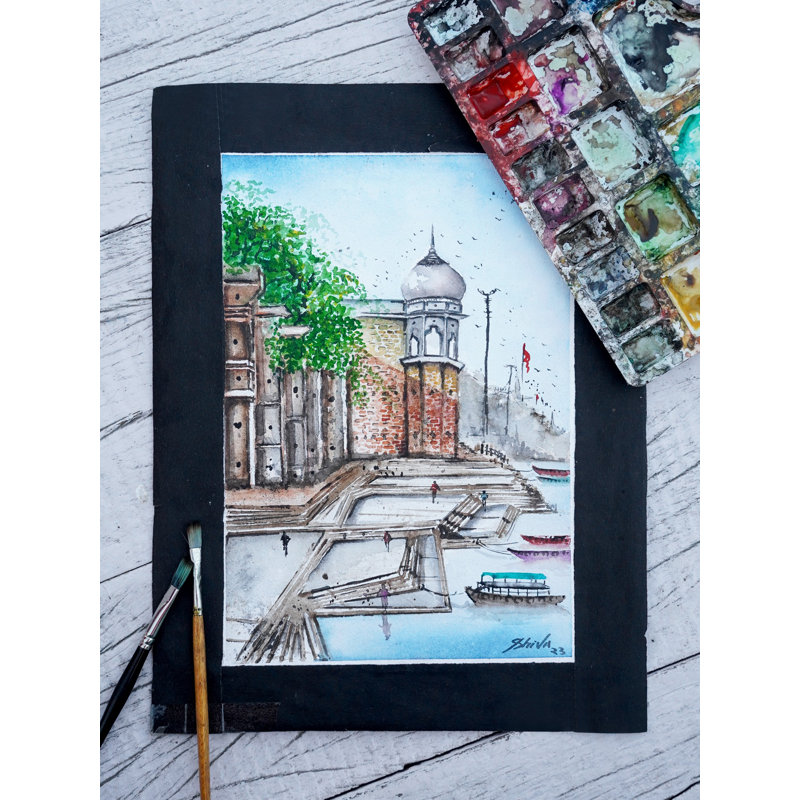Banaras Ghat | Aquarelle | Œuvre d'art par Shiva