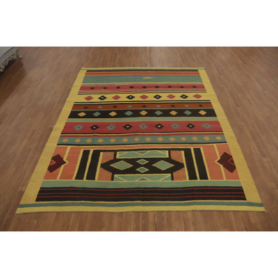 Tapis géométrique à motif oriental kilim 8 x 10