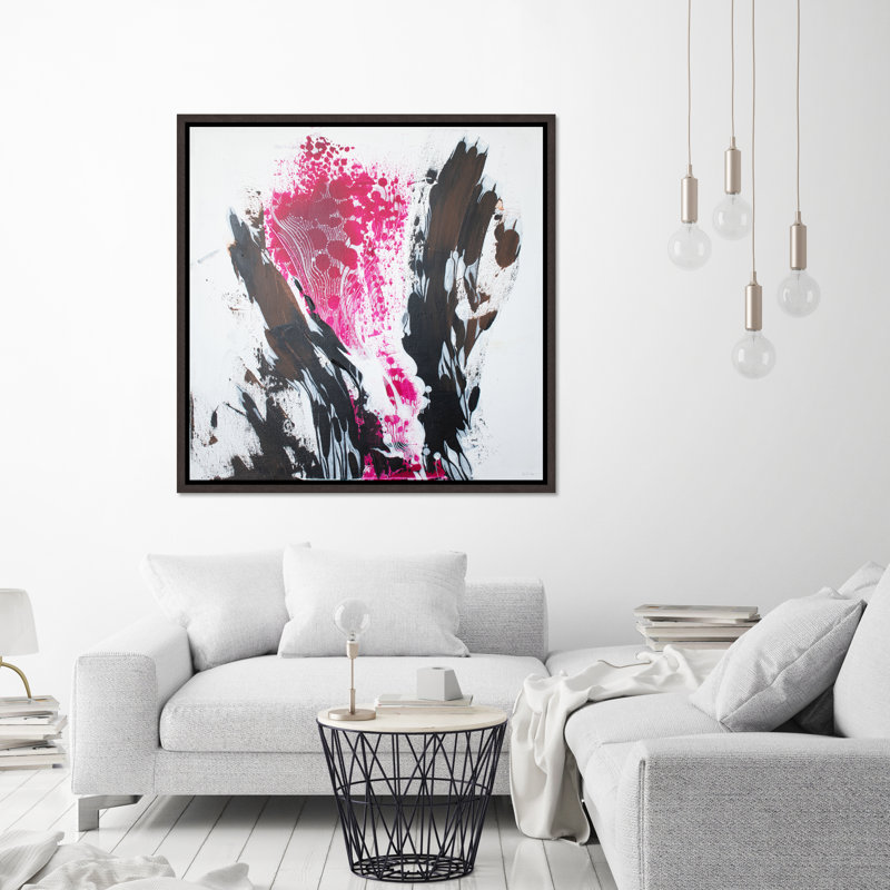 «Pink Explosion» par Alexander NikAnpour - peinture sur toile à cadre flottant, H 31,75 po x l 31,75 po