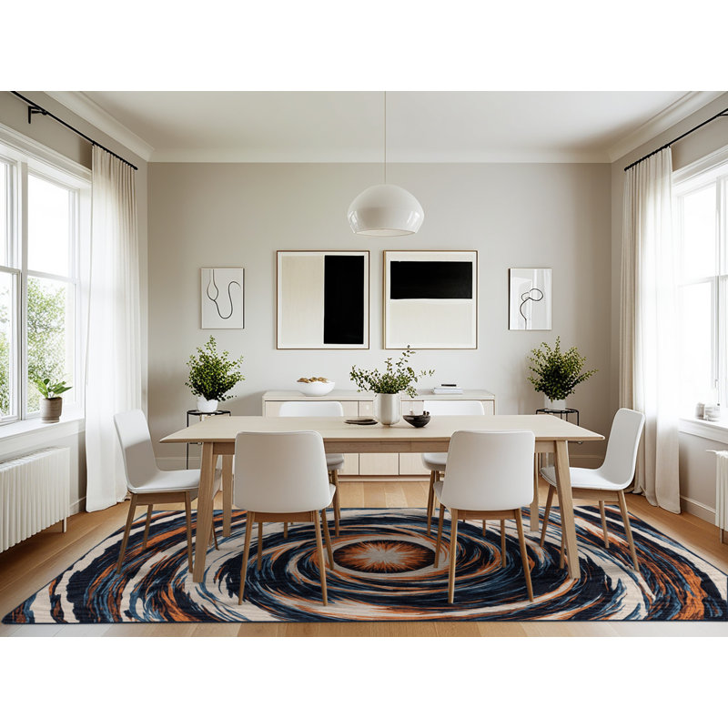 Machine Washable Space Purple Area Rug, Rectangle 7' x 10'