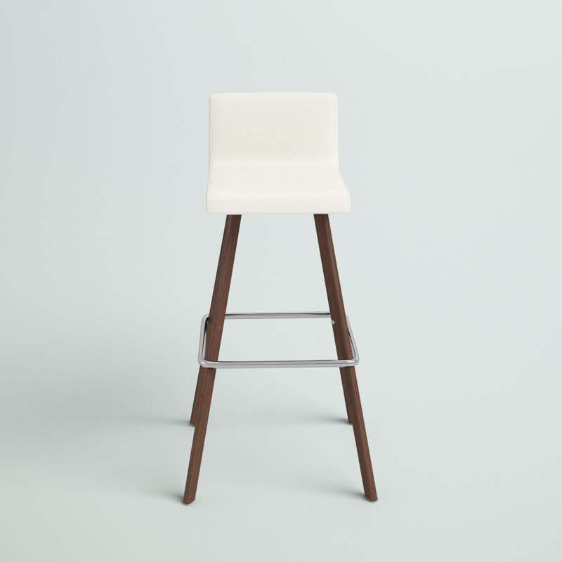 Tabouret 24 "Gladwell, Cuirette - Blanc, Comptoir / noyer
