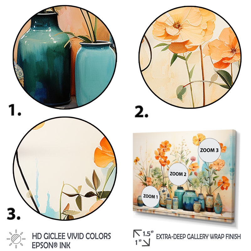 Aquarelle florale bleue II - art mural Boho, H 16 po x l 32 po x P 1 po, Cadre flottant brun