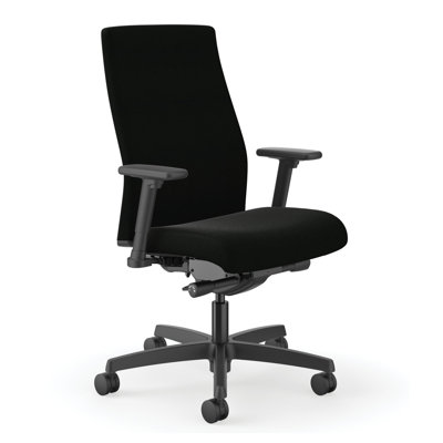 Chaise de bureau ergonomique en vinyle HON Ignition 2.0, inclinaison avancée, structure noire, noir