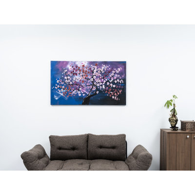 Toile murale Enchanting de 47 po x 27 po - rose, peinte à la main pour une pièce de billard printanière rose, espace de rangement pour collier d'animal