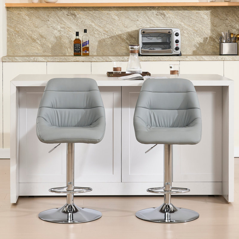 Ensemble de 2 tabourets de bar pivotants réglables avec repose-pieds chromé et velours facile à nettoyer, idéal pour les bars et les cuisines modernes