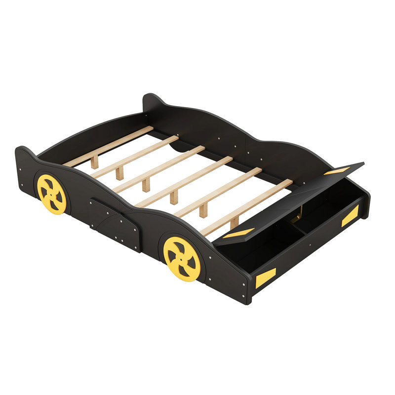 Lit plateforme Fomby, Noir, Double