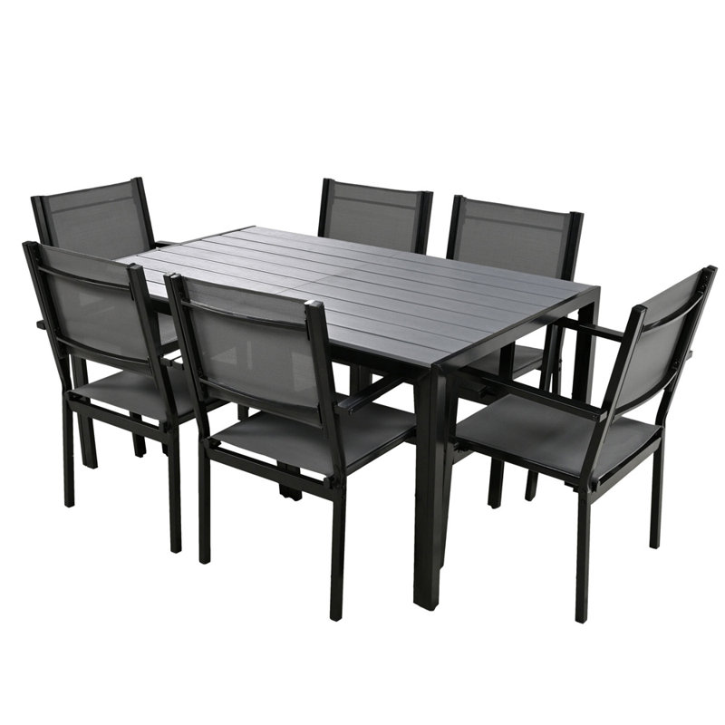 Ensemble repas extérieur pour 6 personnes, Gris