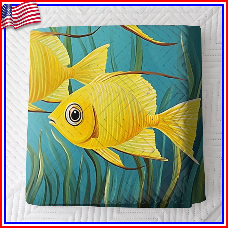 Coussin jaune nageant avec des animaux, Double