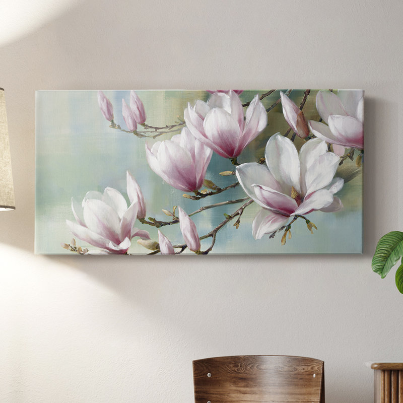 Magnolia Morning - Toile tendue avec châssis - Prêt à accrocher, H 16 po x l 32 po