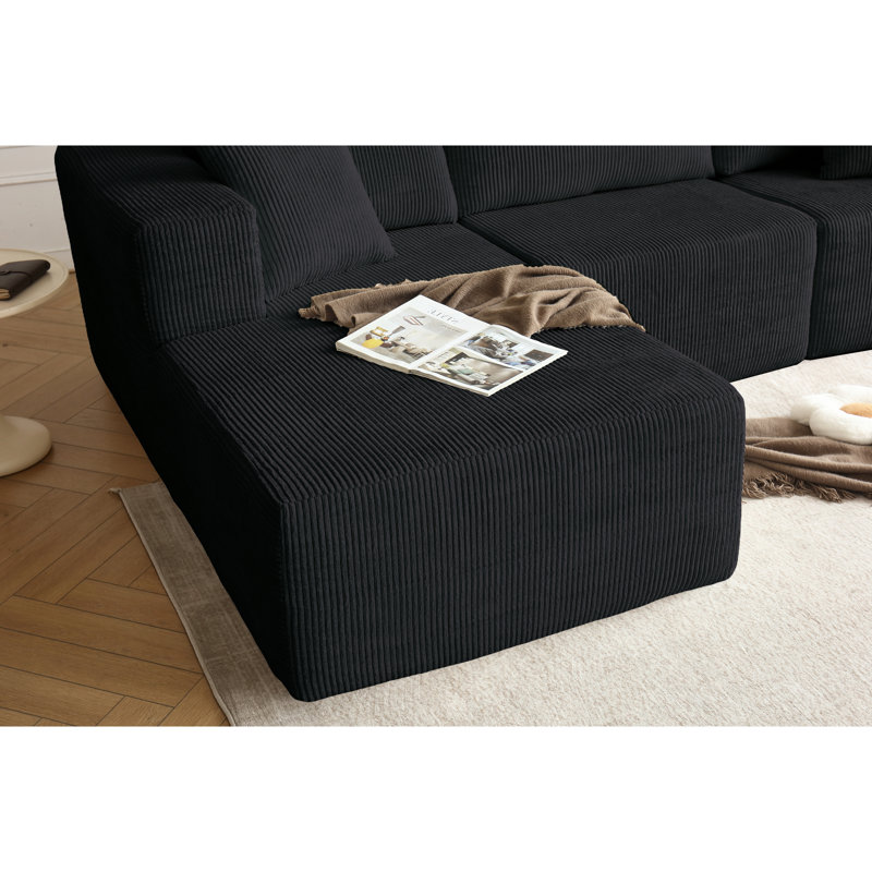 Canapé modulaire en L gris, 3 pour le salon, coussins de siège, surface, Gris