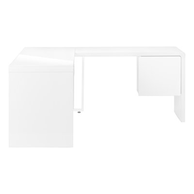 Computer Desk, Home Office, Corner, 72"L, L Shape, Work, Laptop, Laminate, Glossy White