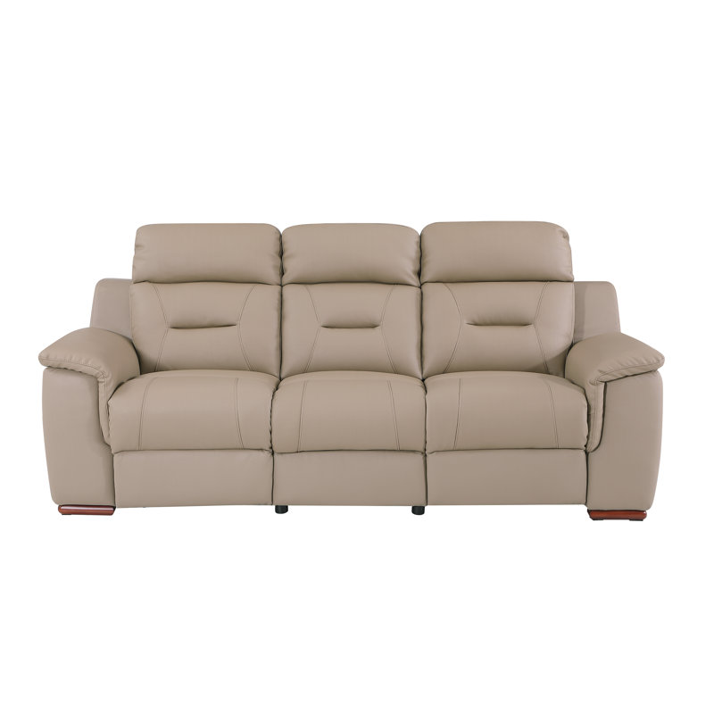 Annahi 85'' Faux Leather Reclining Sofa, Beige