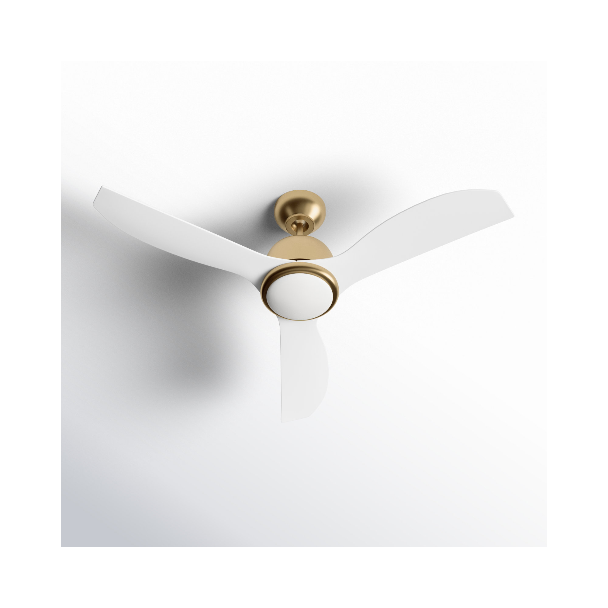 44'' Ceiling Fan with LED Light Kit, White, Satin Brass, 15.18" H x 44" W x 44" D