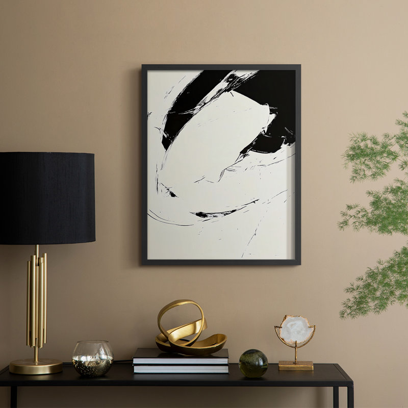 Floral X, reproduction encadrée prête à être accrochée, fabriquée aux États-Unis, H 10 po x l 8 po, Noir