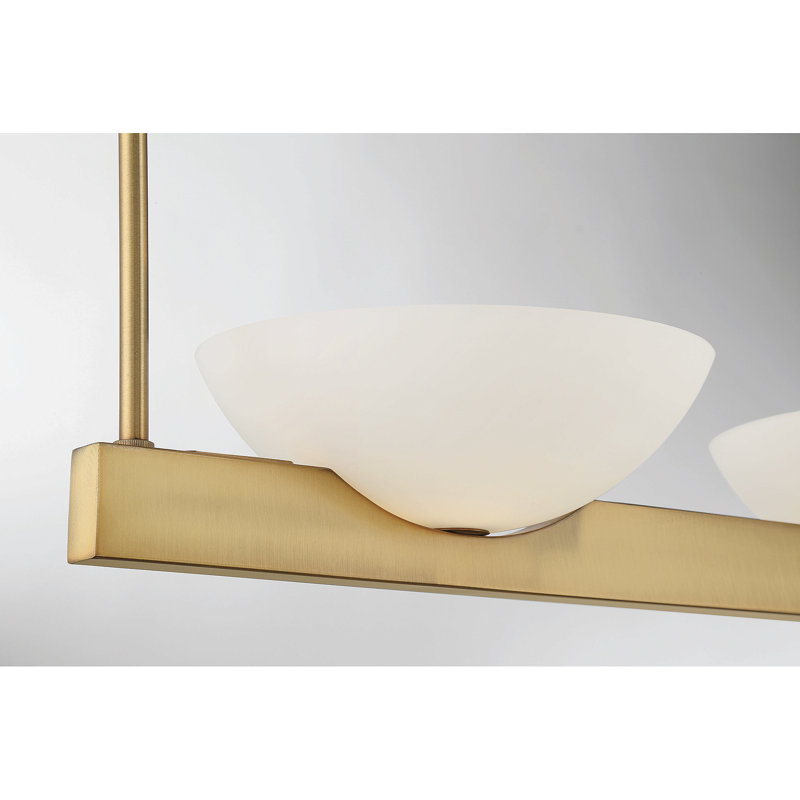 Fallon 3-Light Linear Chandelier In Warm Brass, Brass