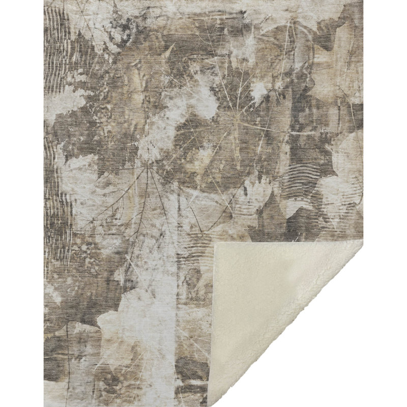 Jeté en sherpa floral Addison, Beige