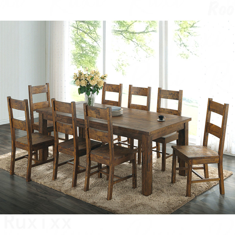 Rustic Rectangular Dining Table Golden Wood