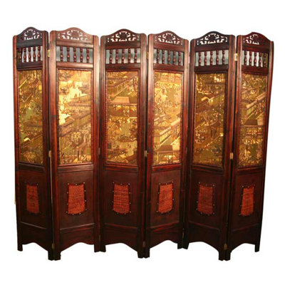 Cloison 6 panneaux en bois massif l 96 "x H 72" Anaviter