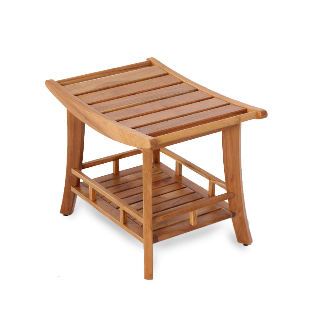 Knudsen 24'' W Teak Shower Bench Highland Dunes