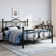 Anterrio Metal Open-Frame Bed with Butterfly Pattern Design Headboard and Footboard